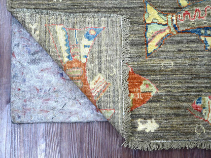 Brown 2'7" x 5'10" Modern and Contemporary Hand knotted Wool Rug - Sku: O021843