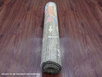 Brown 2'7" x 5'10" Modern and Contemporary Hand knotted Wool Rug - Sku: O021843
