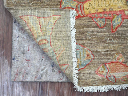Brown 2'0" x 2'9" Modern and Contemporary Hand knotted Wool Rug - Sku: O021845