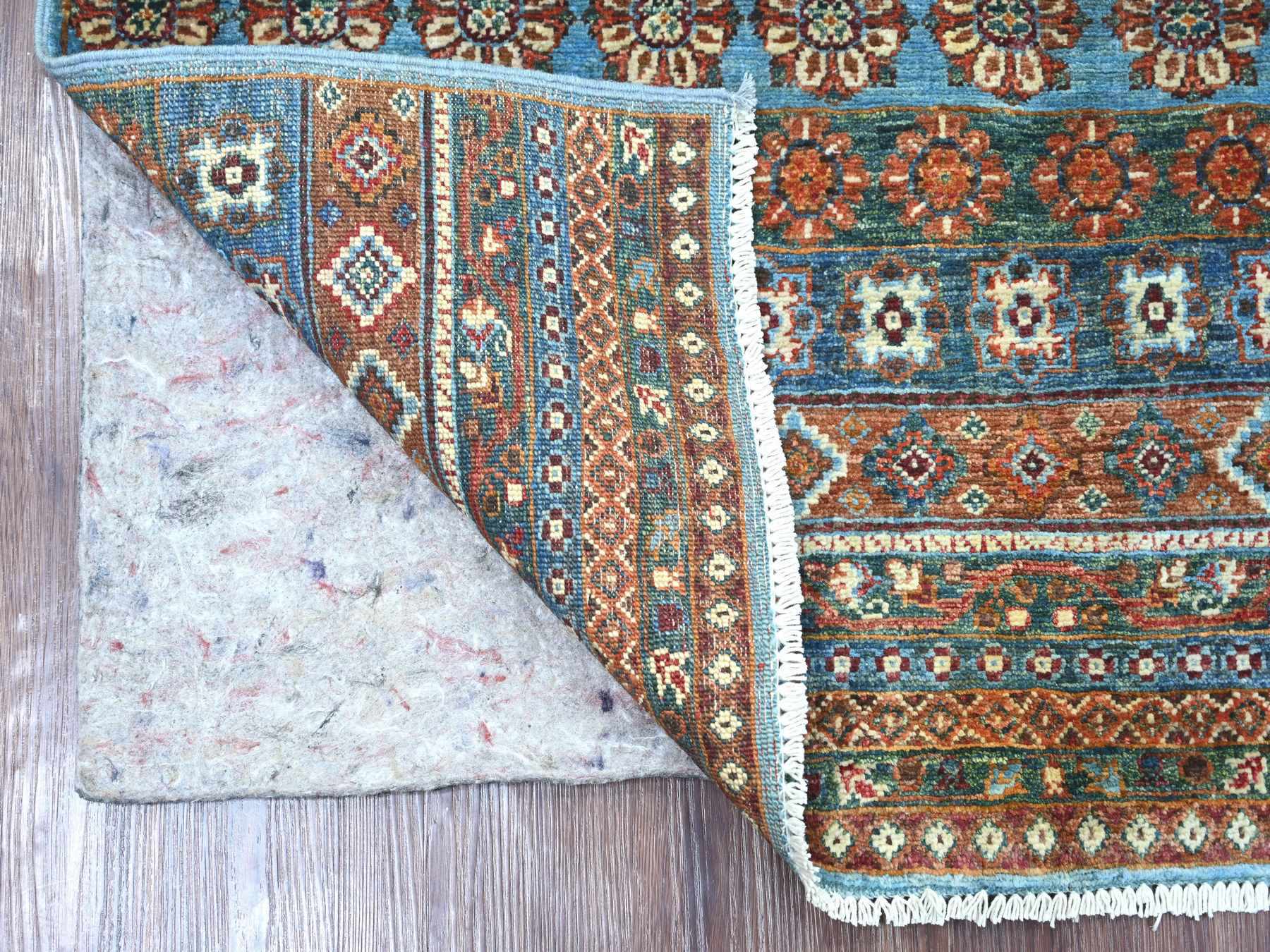 Blue 3'11" x 5'11" Tribal & Geometric Hand knotted Wool Rug - Sku: O021848