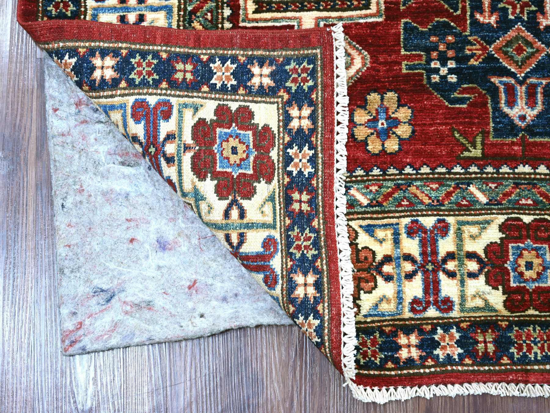 Kazak Tribal & Geometric hand-knotted wool rug in Red & Ivory, 3'10" x 6'2" — SKU O021849 (view 2)