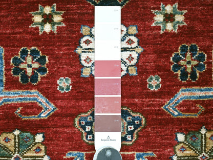 Kazak Tribal & Geometric hand-knotted wool rug in Red & Ivory, 3'10" x 6'2" — SKU O021849 (view 3)