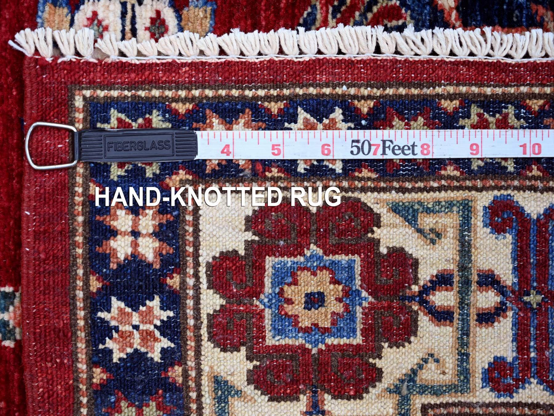 Kazak Tribal & Geometric hand-knotted wool rug in Red & Ivory, 3'10" x 6'2" — SKU O021849 (view 6)