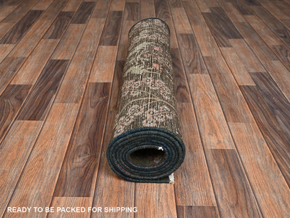 Brown 2'9" x 8'8" Vintage Hand knotted Wool Rug - Sku: O02184