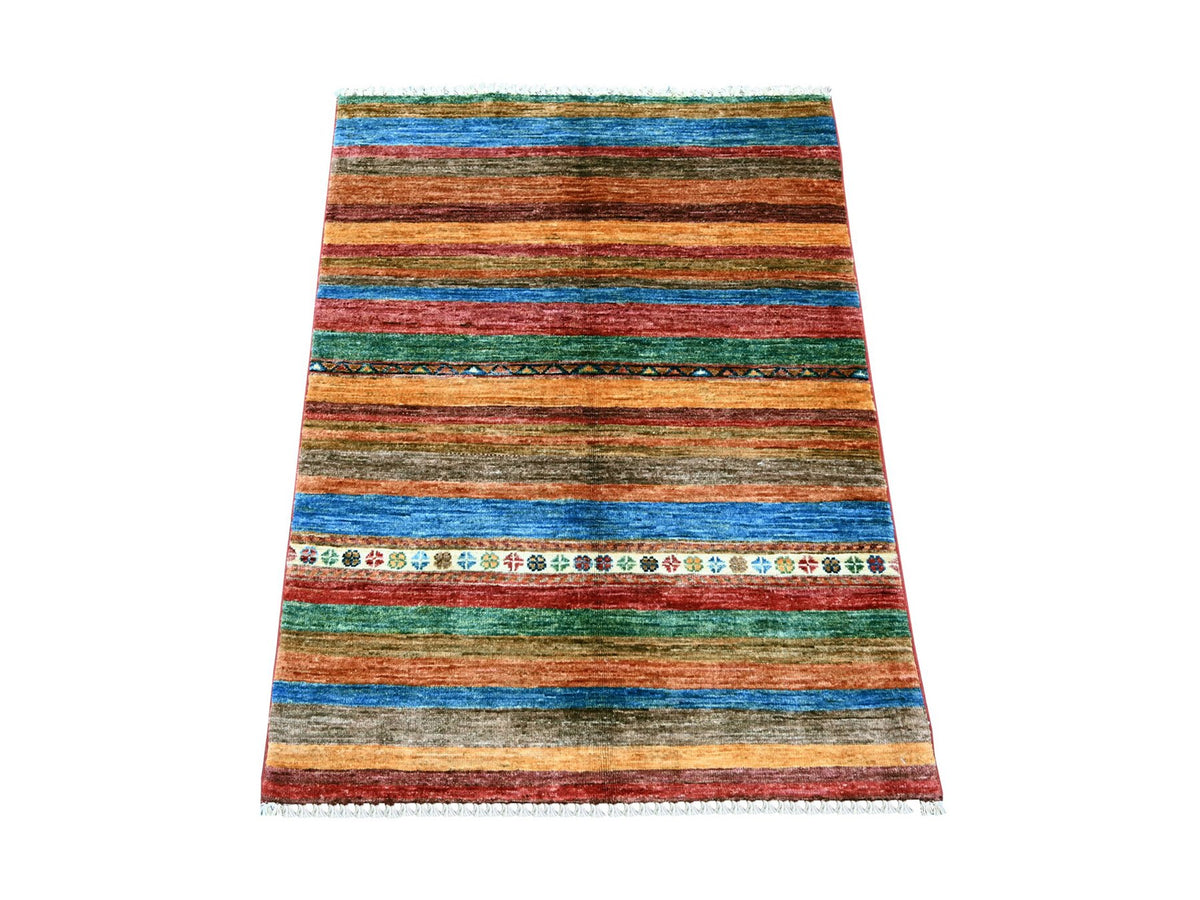 Kazak Tribal & Geometric hand-knotted wool rug in Multicolored, 2'9" x 3'8" — SKU O021850