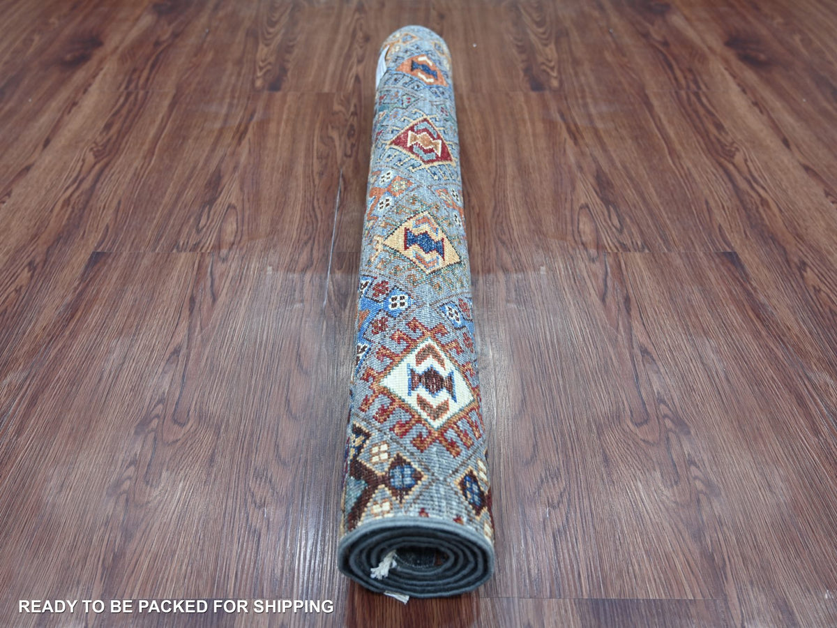 Kazak Tribal & Geometric hand-knotted wool rug in Gray, 2'11" x 4'3" — SKU O021851 (view 4)