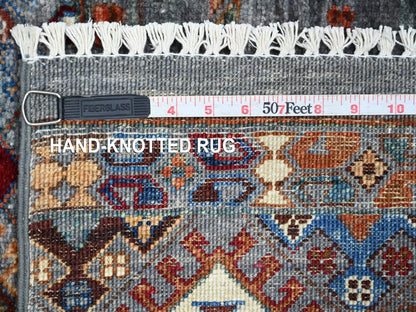 Kazak Tribal & Geometric hand-knotted wool rug in Gray, 2'11" x 4'3" — SKU O021851 (view 6)