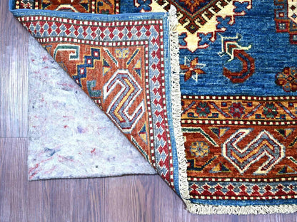 Kazak Tribal & Geometric hand-knotted wool rug in Blue & Brown, 5'10" x 8'5" — SKU O021855 (view 2)