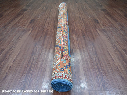 Kazak Tribal & Geometric hand-knotted wool rug in Blue & Brown, 5'10" x 8'5" — SKU O021855 (view 4)