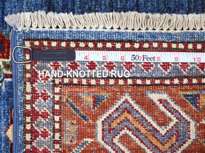 Blue 5'10" x 8'5" Tribal & Geometric Hand knotted Wool Rug - Sku: O021855