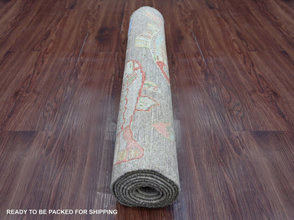 Brown 2'9" x 7'11" Modern and Contemporary Hand knotted Wool Rug - Sku: O021858
