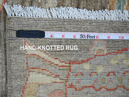 Brown 2'9" x 7'11" Modern and Contemporary Hand knotted Wool Rug - Sku: O021858