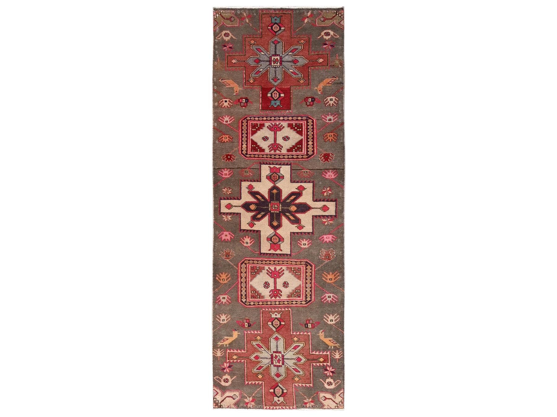 Brown 2'10" x 8'10" Vintage Hand knotted Wool Rug - Sku: O02185