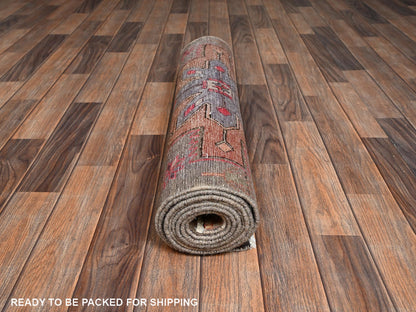 Brown 2'10" x 8'10" Vintage Hand knotted Wool Rug - Sku: O02185