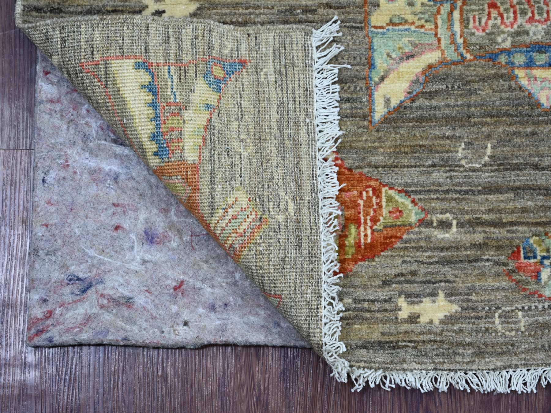 Brown 2'7" x 6'0" Modern and Contemporary Hand knotted Wool Rug - Sku: O021860