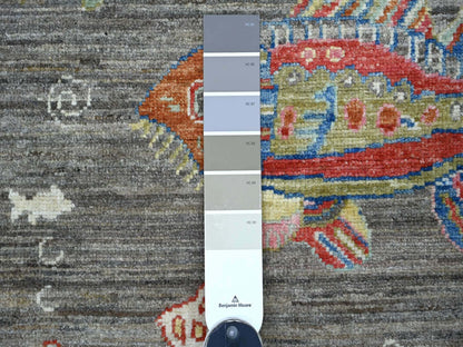 Brown 2'7" x 6'0" Modern and Contemporary Hand knotted Wool Rug - Sku: O021860