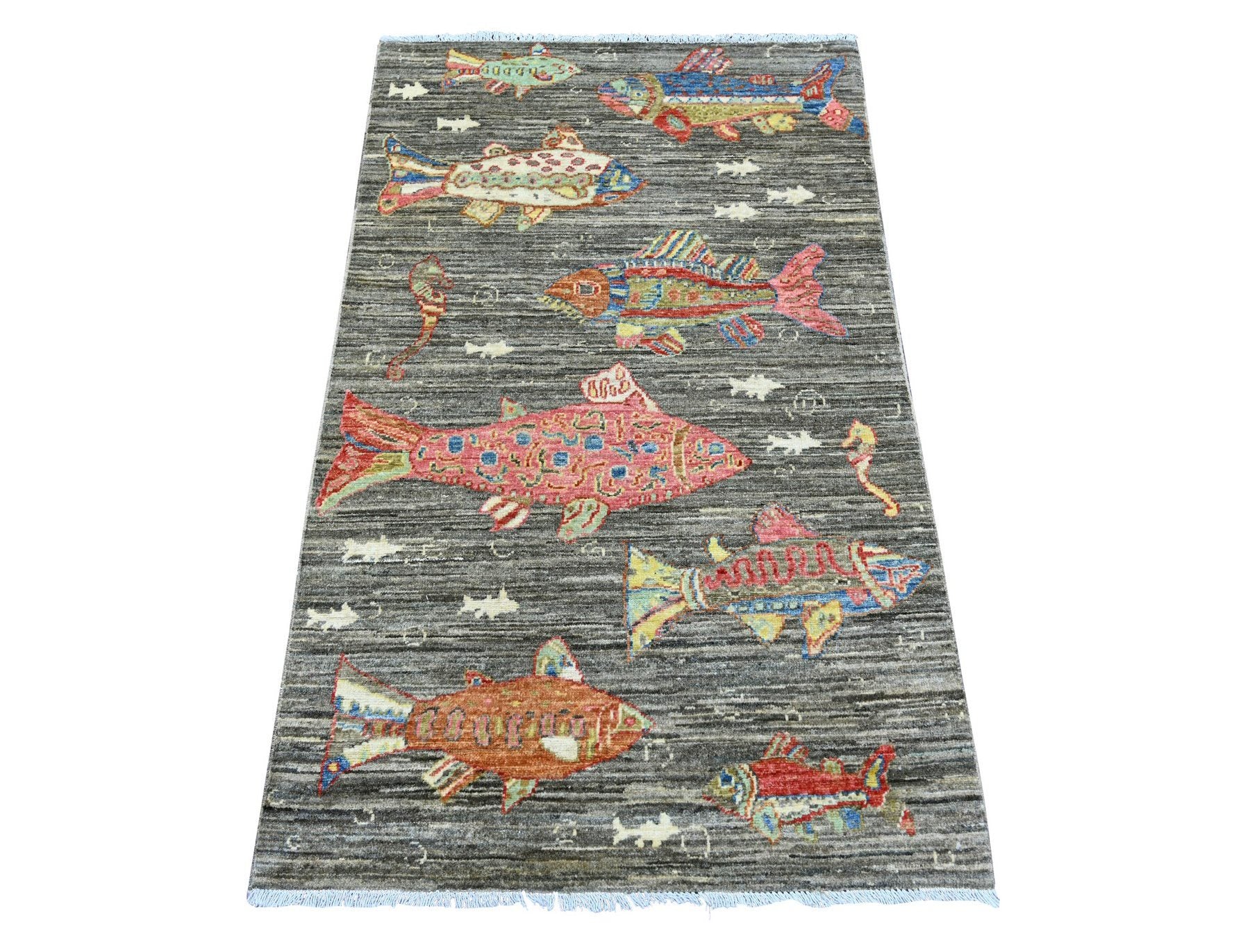Brown 2'11" x 4'11" Modern and Contemporary Hand knotted Wool Rug - Sku: O021861