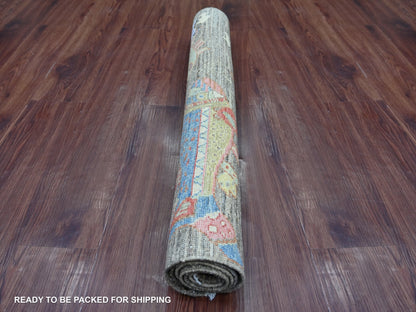 Brown 2'11" x 4'11" Modern and Contemporary Hand knotted Wool Rug - Sku: O021861