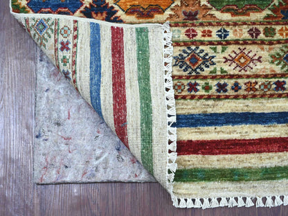 Kazak Tribal & Geometric hand-knotted wool runner in Multicolored, 2'7" x 8'6" — SKU O021866 (view 2)