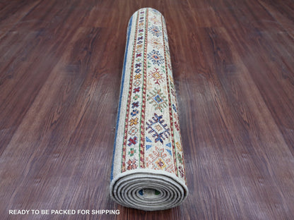 Kazak Tribal & Geometric hand-knotted wool runner in Multicolored, 2'7" x 8'6" — SKU O021866 (view 4)