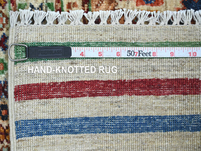 Kazak Tribal & Geometric hand-knotted wool runner in Multicolored, 2'7" x 8'6" — SKU O021866 (view 6)