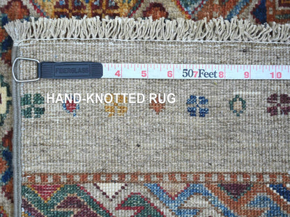 Kazak Tribal & Geometric hand-knotted wool runner in Gray, 2'6" x 5'6" — SKU O021871 (view 6)