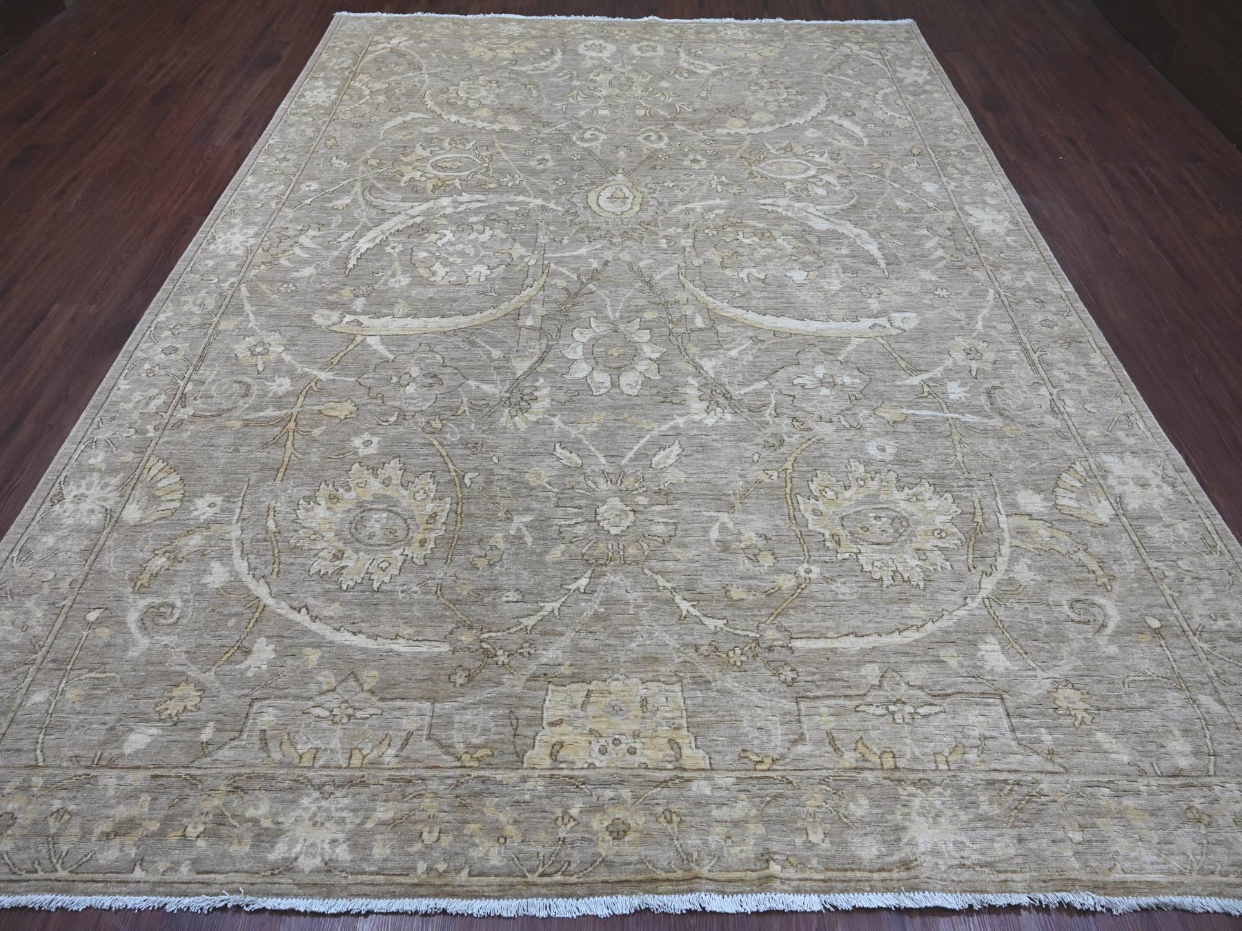 Peshawar Oushak hand-knotted wool rug in Brown, 8'10" x 11'7" — SKU O021876 (view 2)