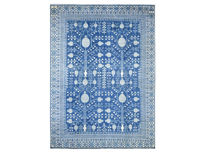 Blue 9'10" x 13'5" Oushak And Peshawar Hand knotted Wool Rug - Sku: O021879