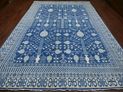 Blue 9'10" x 13'5" Oushak And Peshawar Hand knotted Wool Rug - Sku: O021879