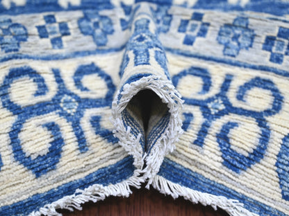 Blue 9'10" x 13'5" Oushak And Peshawar Hand knotted Wool Rug - Sku: O021879