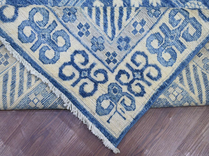 Blue 9'10" x 13'5" Oushak And Peshawar Hand knotted Wool Rug - Sku: O021879