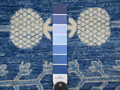 Blue 9'10" x 13'5" Oushak And Peshawar Hand knotted Wool Rug - Sku: O021879