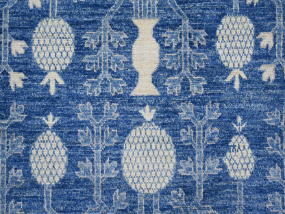 Blue 9'10" x 13'5" Oushak And Peshawar Hand knotted Wool Rug - Sku: O021879