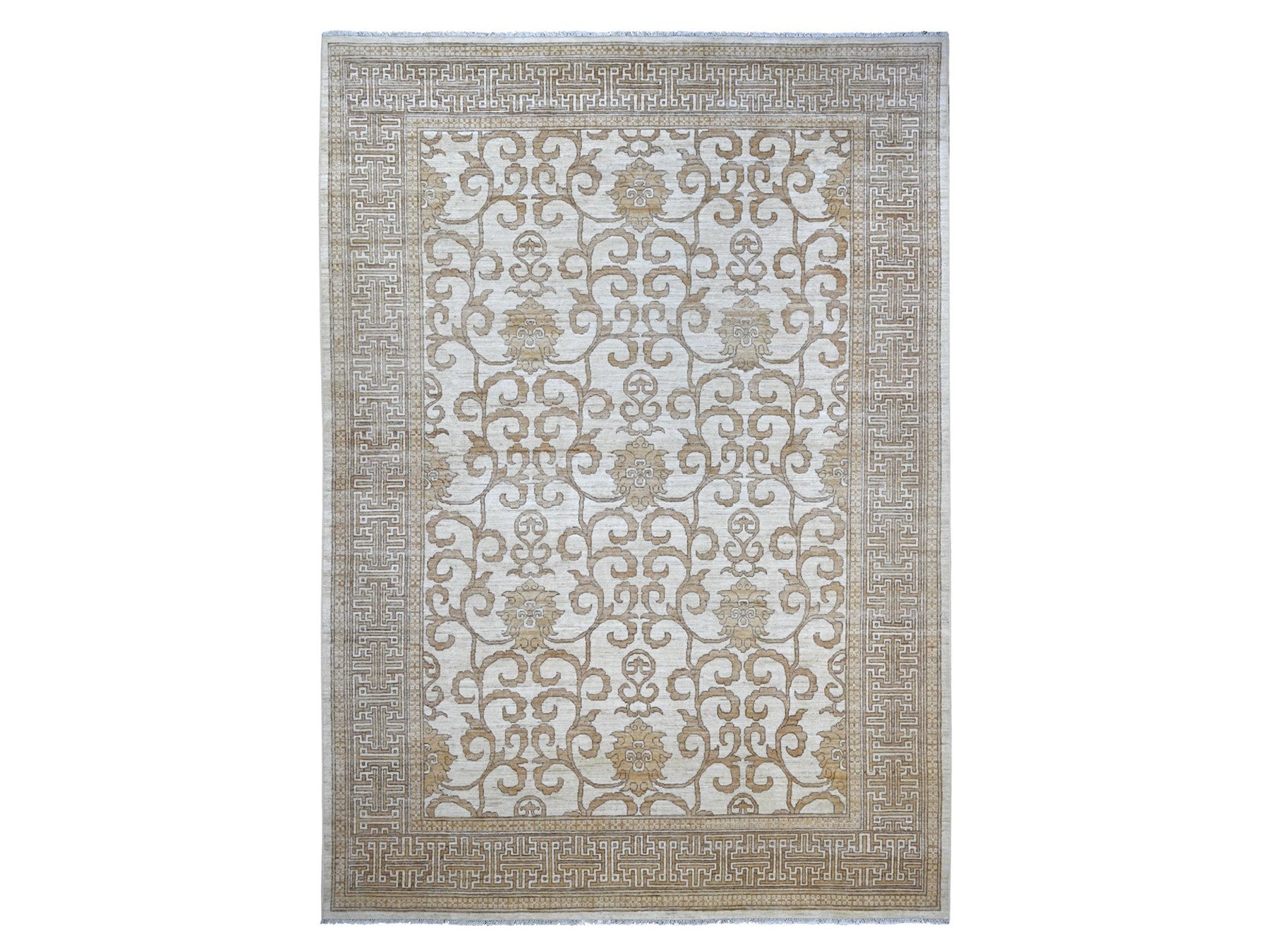 Khotan Khotan hand-knotted wool rug in Ivory & Brown, 9'11" x 13'10" — SKU O021880