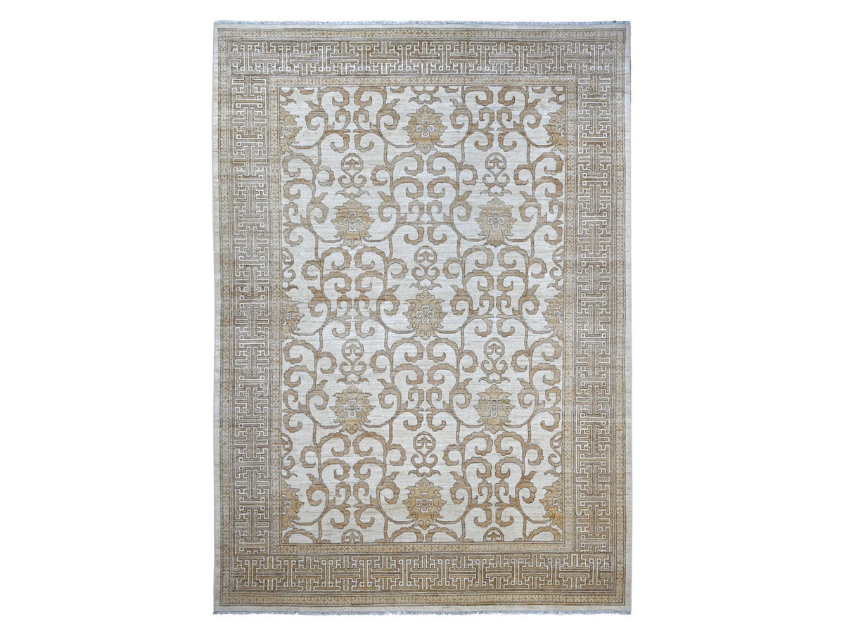 Khotan Khotan hand-knotted wool rug in Ivory & Brown, 9'11" x 13'10" — SKU O021880