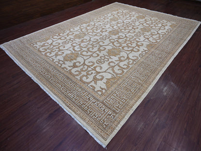 Ivory 9'11" x 13'10" Khotan and Samarkand Hand knotted Wool Rug - Sku: O021880