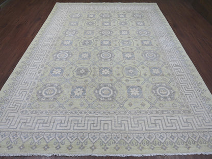 Green 8'11" x 11'8" Khotan and Samarkand Hand knotted Wool Rug - Sku: O021882