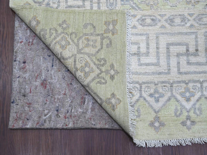 Green 8'11" x 11'8" Khotan and Samarkand Hand knotted Wool Rug - Sku: O021882