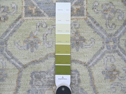Green 8'11" x 11'8" Khotan and Samarkand Hand knotted Wool Rug - Sku: O021882