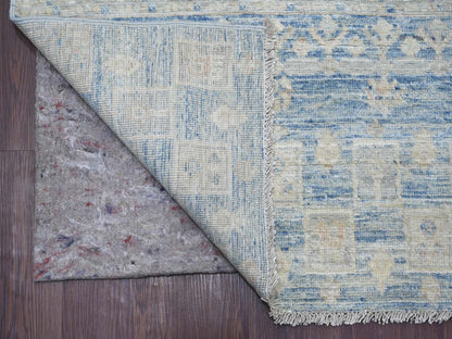 Blue 8'0" x 9'9" Oushak And Peshawar Hand knotted Wool Rug - Sku: O021884