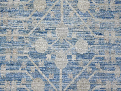 Blue 8'0" x 9'9" Oushak And Peshawar Hand knotted Wool Rug - Sku: O021884