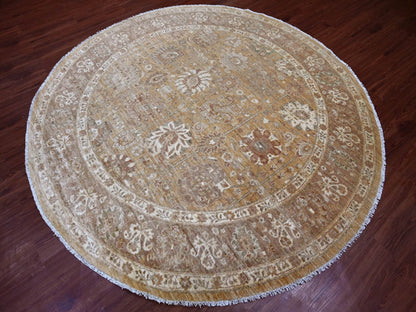 Brown 7'8" x 7'11" Oushak And Peshawar Hand knotted Wool Rug - Sku: O021887