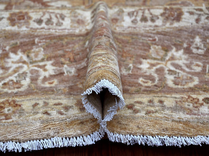 Brown 7'8" x 7'11" Oushak And Peshawar Hand knotted Wool Rug - Sku: O021887