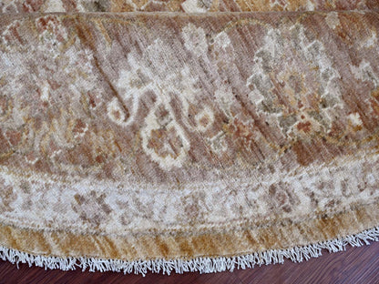 Brown 7'8" x 7'11" Oushak And Peshawar Hand knotted Wool Rug - Sku: O021887