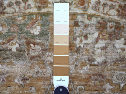 Brown 7'8" x 7'11" Oushak And Peshawar Hand knotted Wool Rug - Sku: O021887