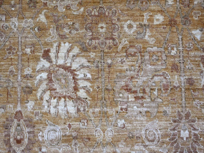 Brown 7'8" x 7'11" Oushak And Peshawar Hand knotted Wool Rug - Sku: O021887