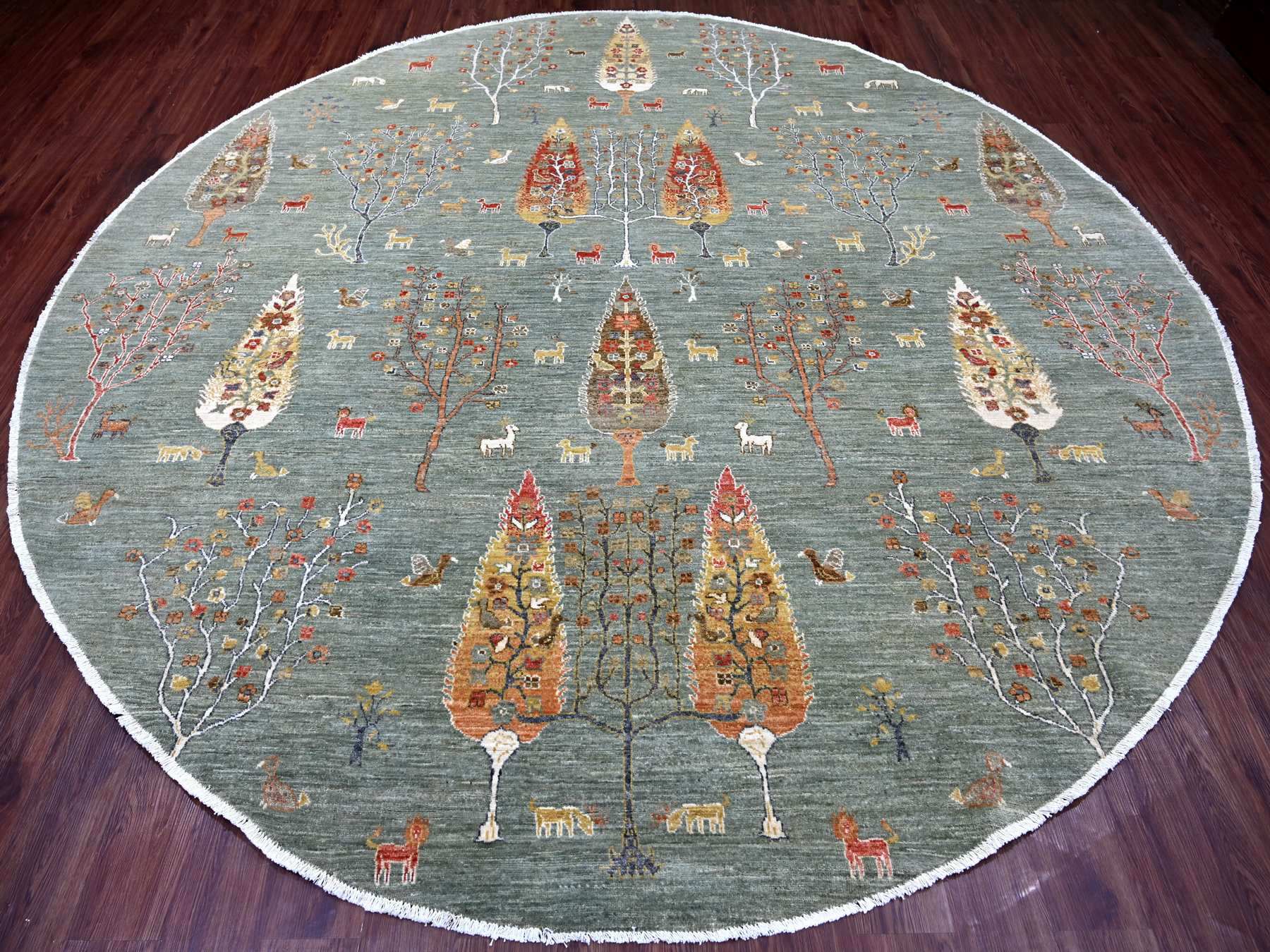 Green 10'1" x 10'3" Oushak And Peshawar Hand knotted Wool Rug - Sku: O021888