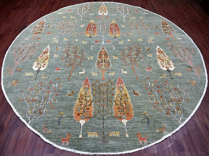 Green 10'1" x 10'3" Oushak And Peshawar Hand knotted Wool Rug - Sku: O021888