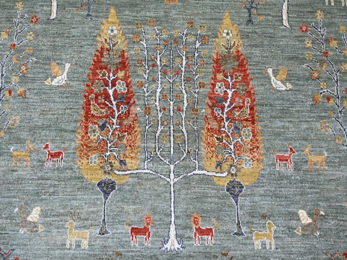 Peshawar Oushak hand-knotted wool rug in Green, 10'1" x 10'3" — SKU O021888 (view 8)