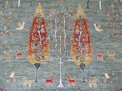 Peshawar Oushak hand-knotted wool rug in Green, 10'1" x 10'3" — SKU O021888 (view 8)